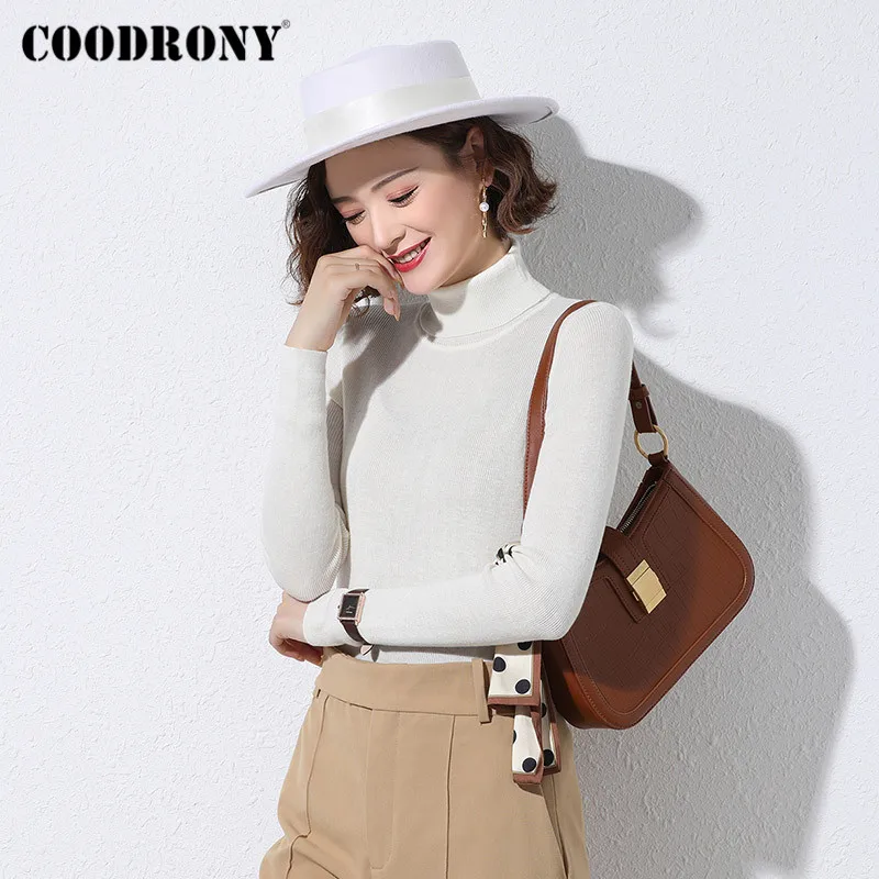 

COODRONY Brand 2020 Winter Casual Solid Color Women Jumpers Streetwear Fashion Knitted Stand Collar Female Slim Sweaters W1207