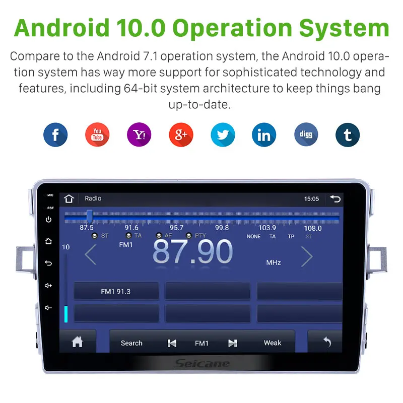 Автомобильный мультимедийный плеер Seicane с GPS навигацией 2din Android 10 0 8 ядерный