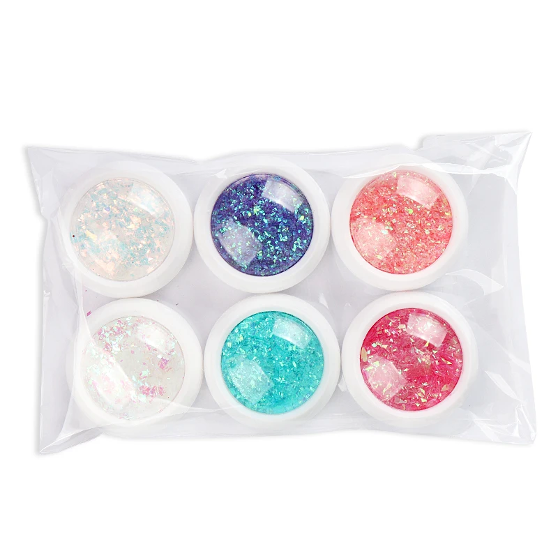 

6 Colors White Iridescent Glitter Sequins For Nail Design Shiny Mermaid Irregular Flakes Manicure Paillette Nail Art Accessories