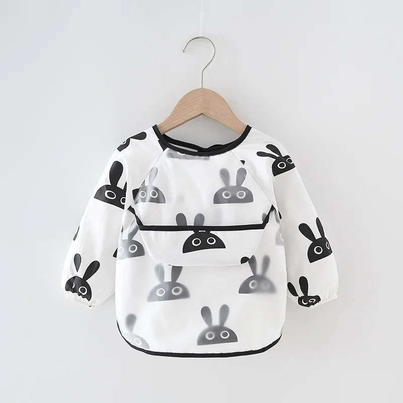 Baberos para comer para beb&eacute;s de 0 a 36 meses, Bandana bonita y colorida, Babero con caricaturas, impermeable, delantal de manga larga para dibujar-1