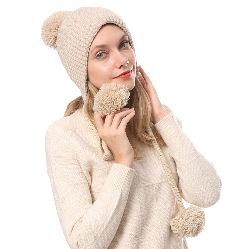 Pompón-gorro de lana cálido para mujer, gorro de estilo coreano, accesorios para invierno, regalos