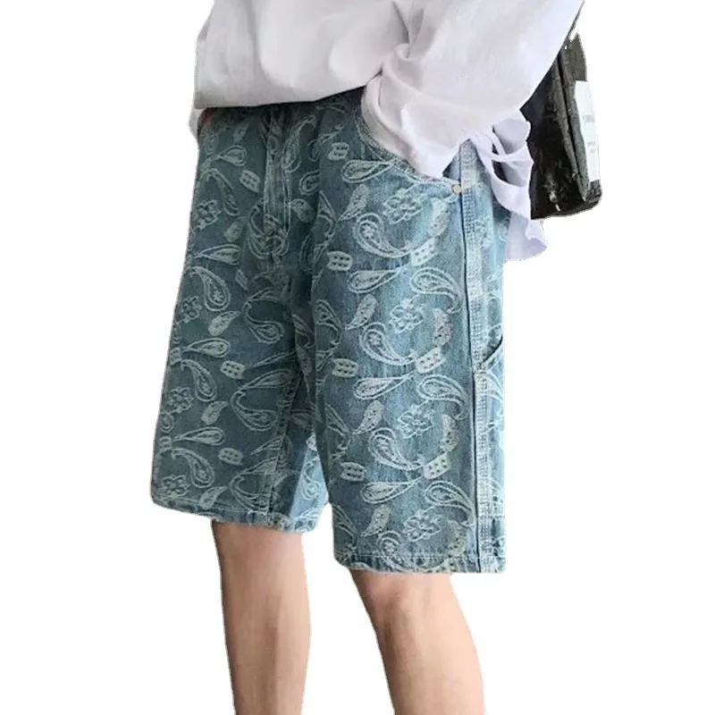 

2021 New Summer Jean Shorts Men's Loose Fashion Straight Leg Five-cent Pants Personality Versatile Cargo Pants