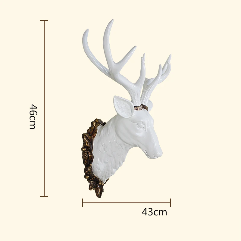 

[MGT]Big Deer Head Statue Decoration Accessories 3D Animal Abstract Sculpture Wall Hang Decor Christmas Statue Living Room Mural
