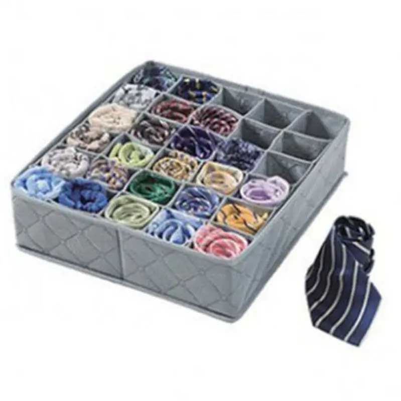 Серый 30 ячеек бамбуковый уголь нижнее бельё для девочек Галстуки Носки Ящика