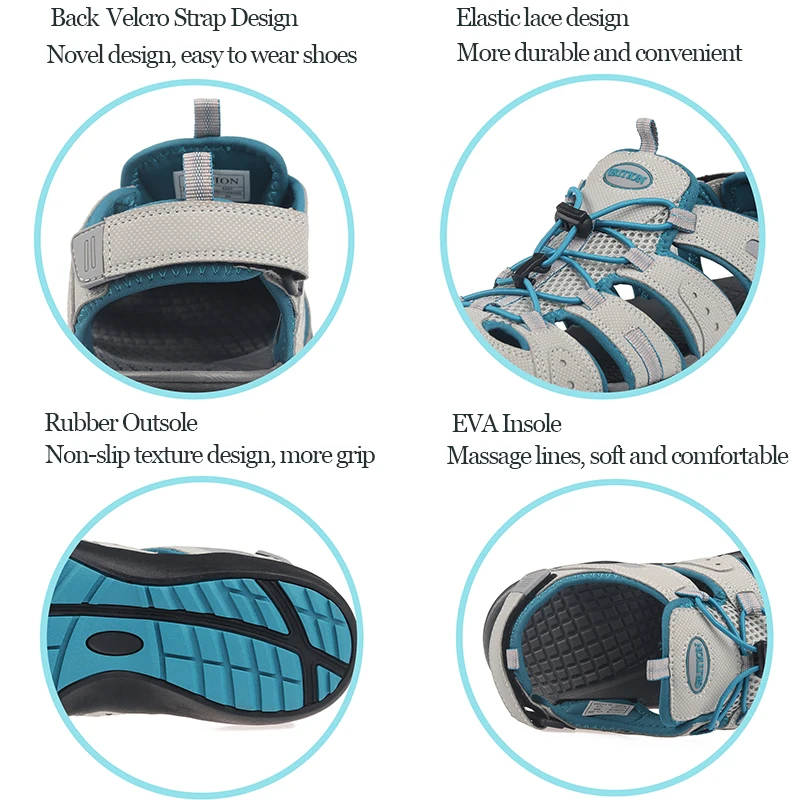 Сандалии GRITION женские из нубука уличная пляжная обувь плоская подошва