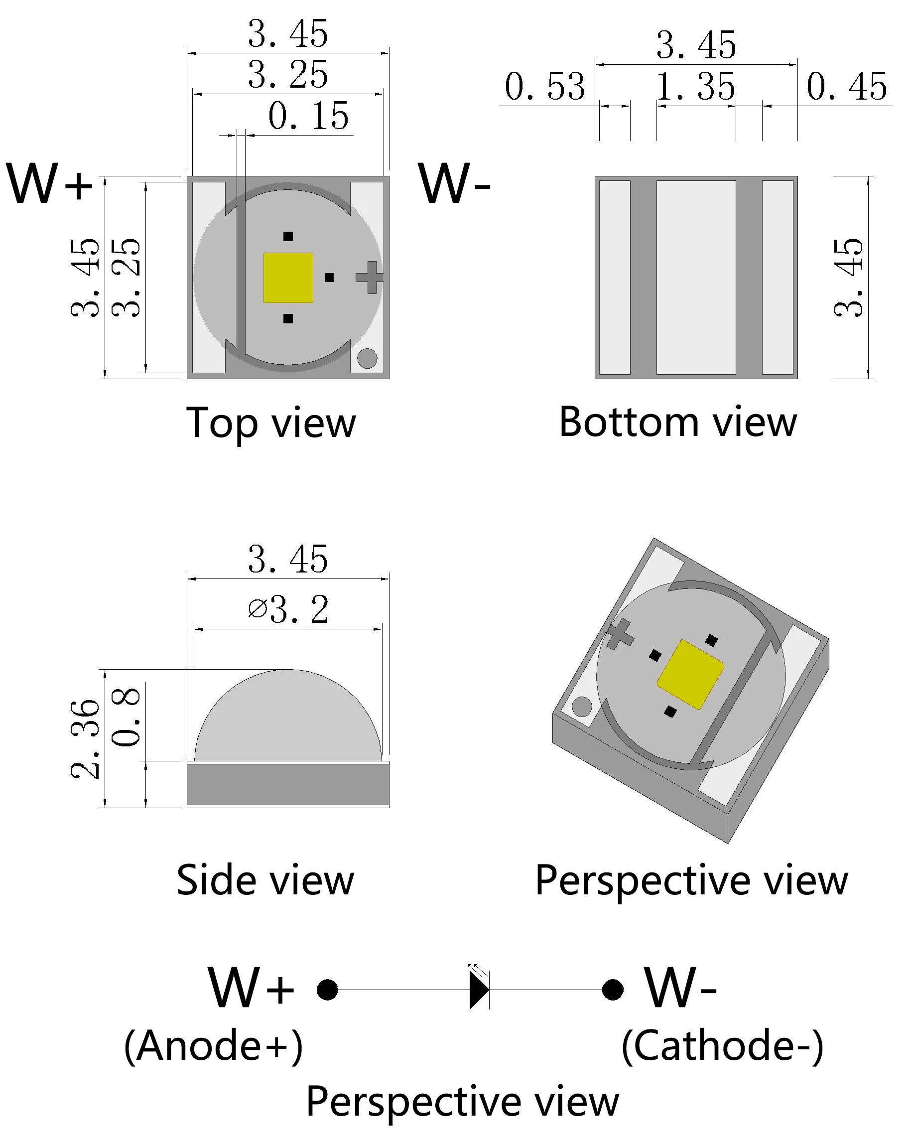 Продажа белых светодиодных диодов high lumen AlN frame 3535 smd 3w