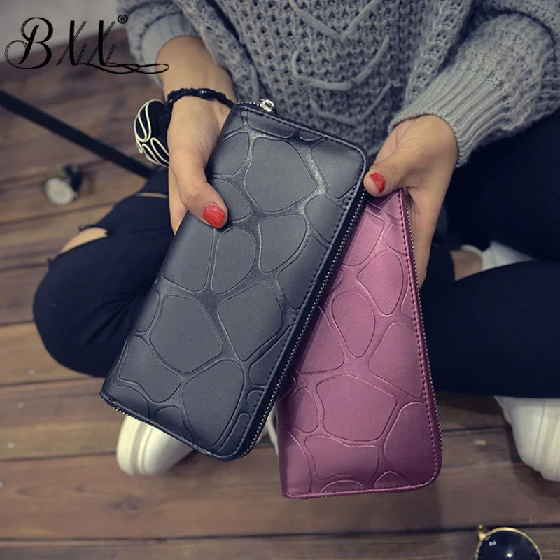 BXX Sac/ модный длинный полиуретановый пакет, однотонный кошелек с каменным узором, клатч, сумка, посылка для карт 19K-a122
