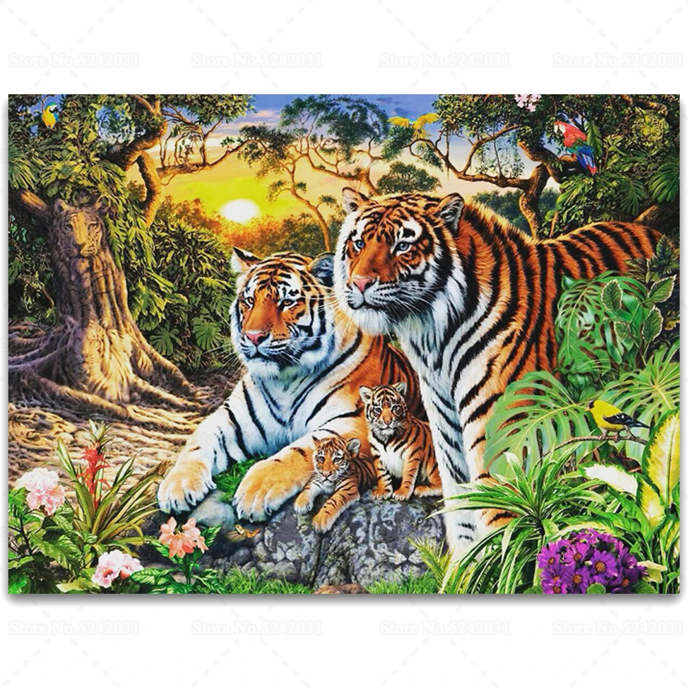 Cool Tigers Diamond Painting Full Drill Funny How Many In Photo Rhinestone Needlework Cross Stitch Kit Home Decor | Дом и сад