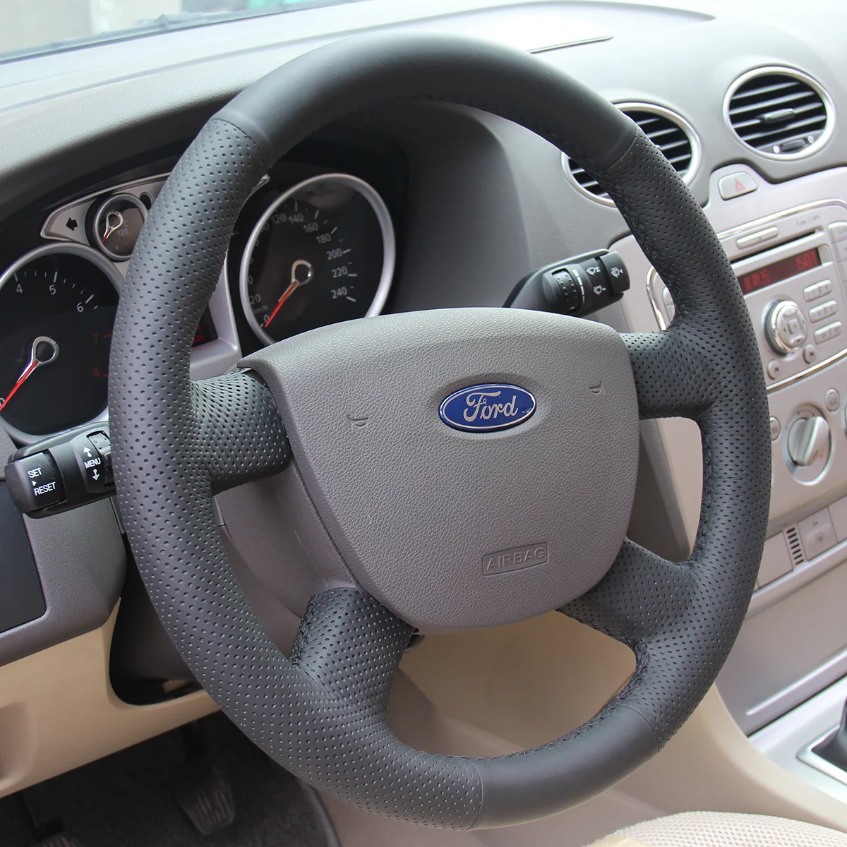 PONSNY Чехлы рулевого колеса автомобиля из искусственной кожи чехол для Ford Focus 4 спиц