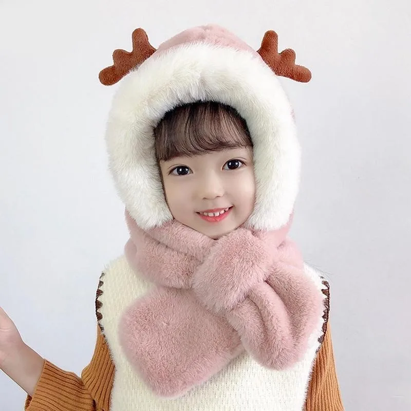 

Antlers Plus Velvet Ear Cap Winter Hat Warm Windproof Hats Baby Cute Antler Christmas Hat Child Stuff Accessories Cap Hats