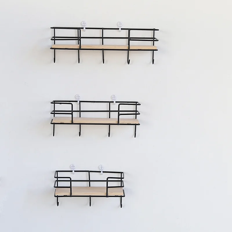 Железная и деревянная корзина для хранения с крючками вешалка ключей от шляпы