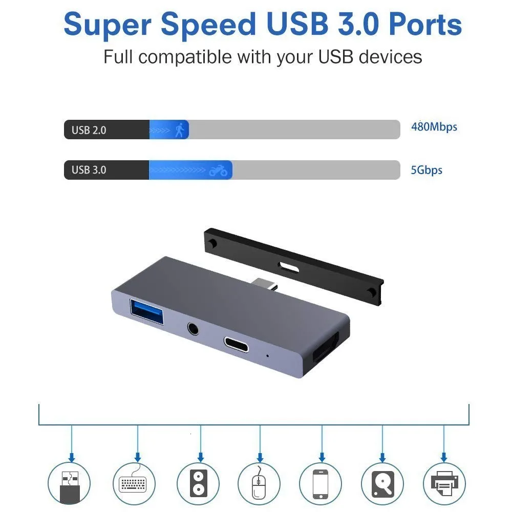 USB C концентратор для Ipad Pro адаптер ключ с 4k HDMI USB-C Pd 60 Вт Зарядное устройство USB 3,0 3,5 мм аудио разъем для наушников док-станция