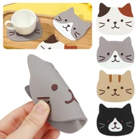new cartoon cat shaped tea mat cup holder mat coffee silicone coaster non slip hot drink insulated pad stand kitchen accessories