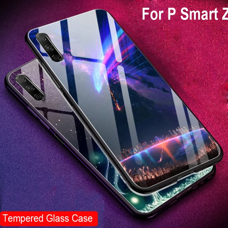 Чехол из закаленного стекла для Huawei P Smart Z силиконовая Мягкая задняя крышка чехлы