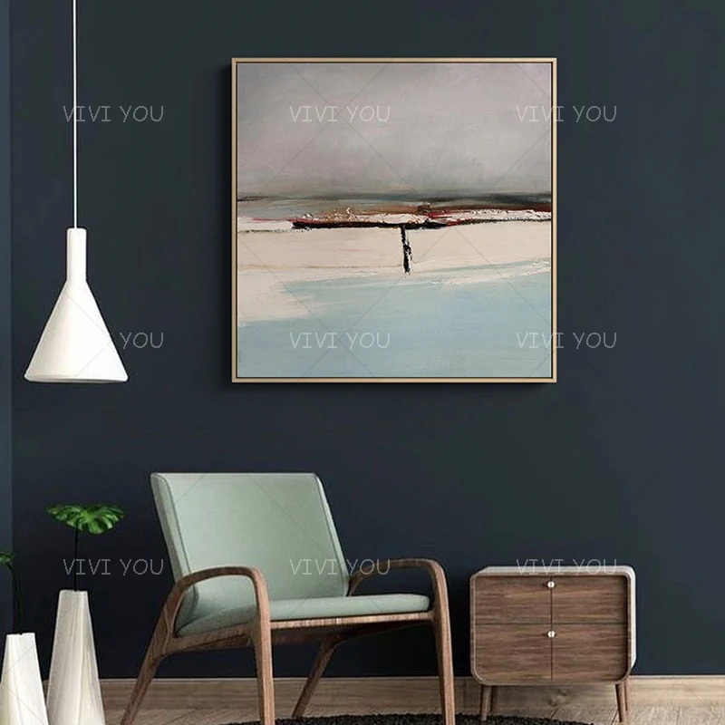 Современная картина маслом на холсте с изображением песчаного пляжа ручной