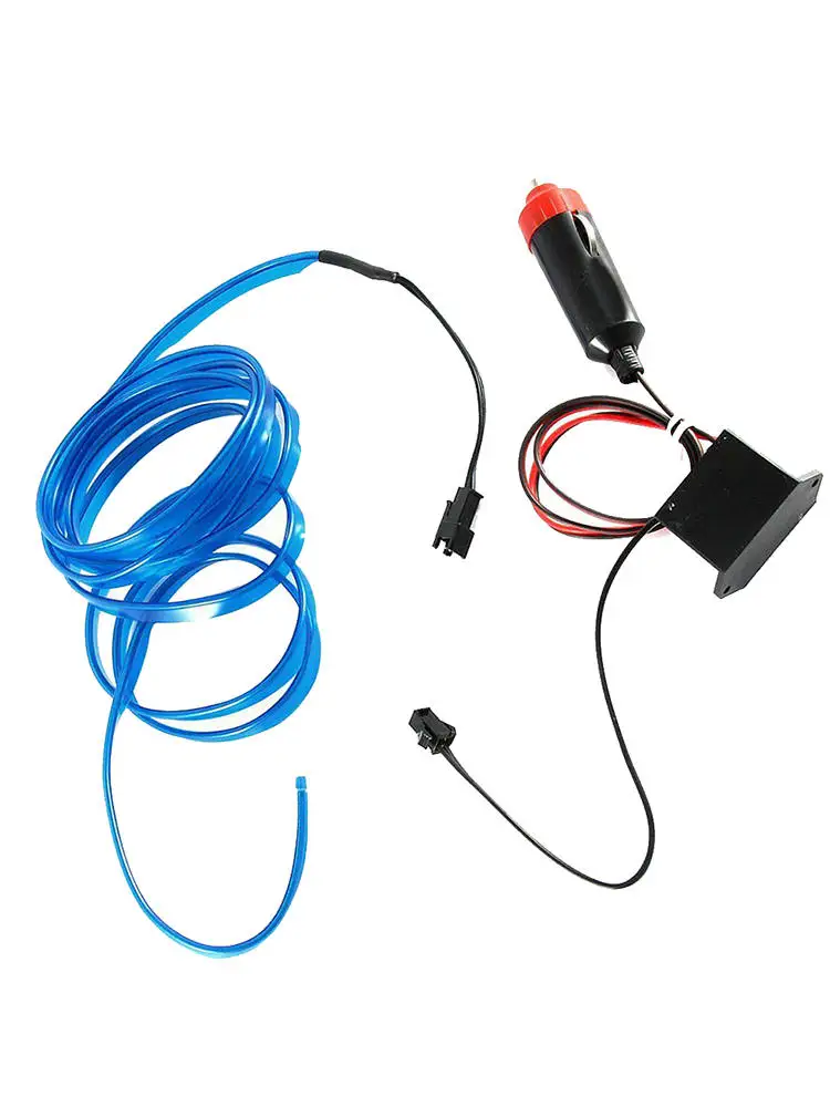 Контактор питания + синий драйвер 2 м Автомобильный светодиодный EL Wire лампа с