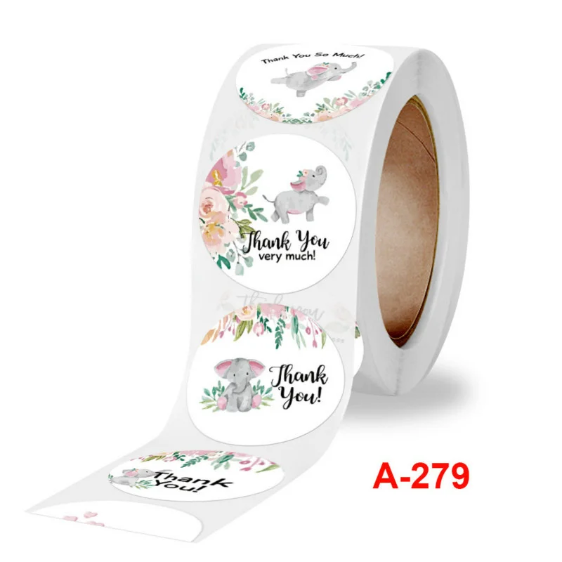 

500 Pcs A Roll Round Animal Seal Lable Flower Thank You Stickers Handicraft Handmade Plant Wedding Wasi Tape Cute Stationary