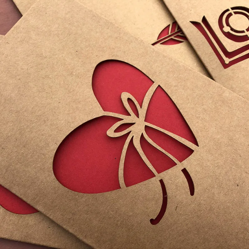 3D Поп ап бумага винтажная почтовая карта День Святого Валентина рождения подарки