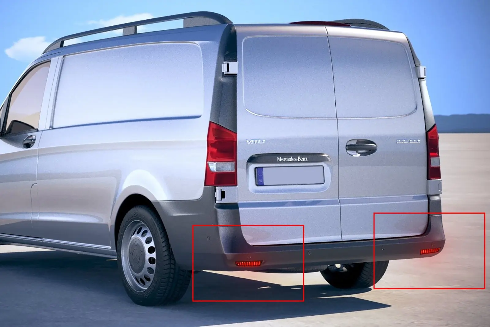 Для Mercedes-Benz W447 Vito 14-19 светодиодный задний бампер отражатель свет черный дымчатый