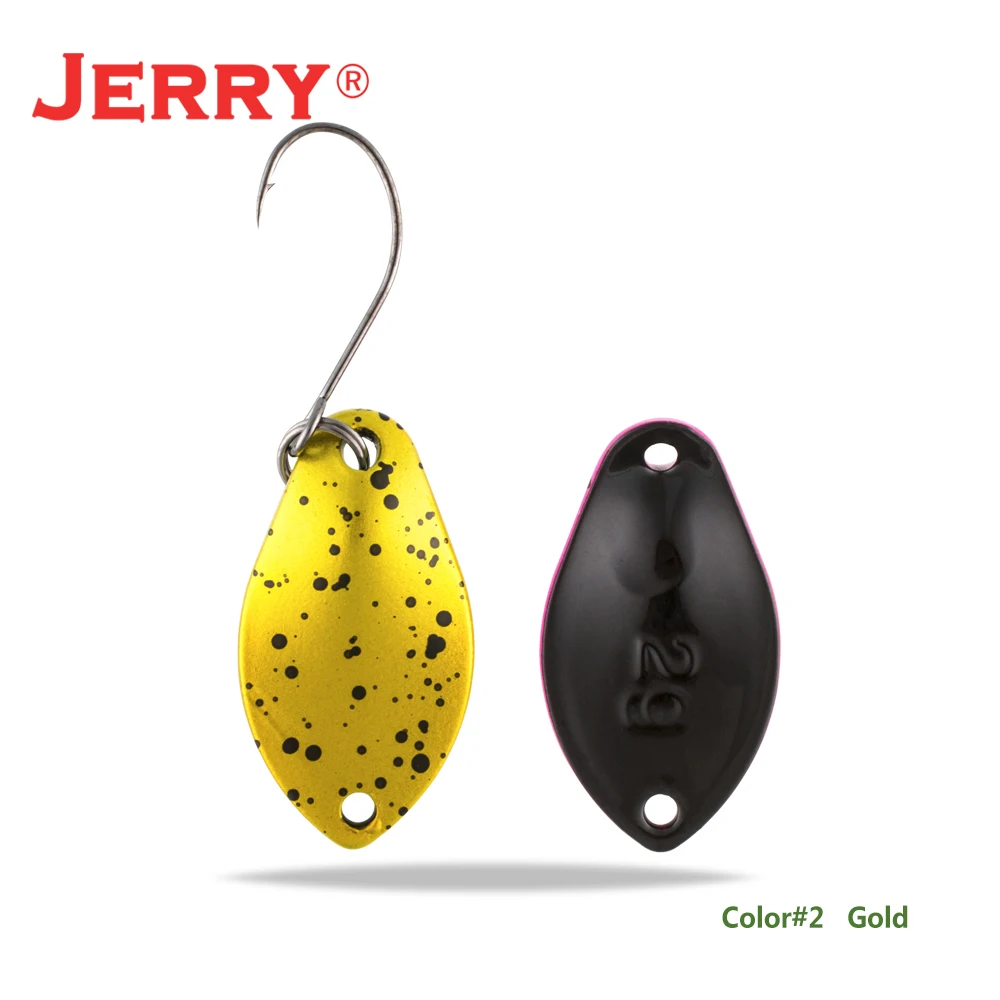 gold Jerry 2 г 3 г микро форели ложки сверхлегкие латунные рыболовные ложки один крючок Пресноводные металлические приманки зона окуня для ловли щуки pesca - Цвет: gold