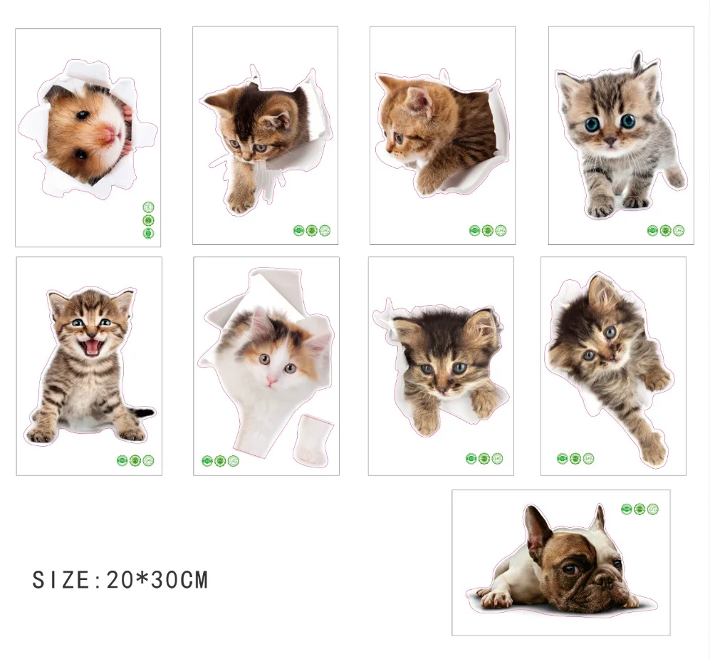 

Cats 3D Wall Sticker Toilet Stickers Hole View Vivid Dogs Bathroom Home Decoration Animal Vinyl Decals Art Sticker Wall Poster