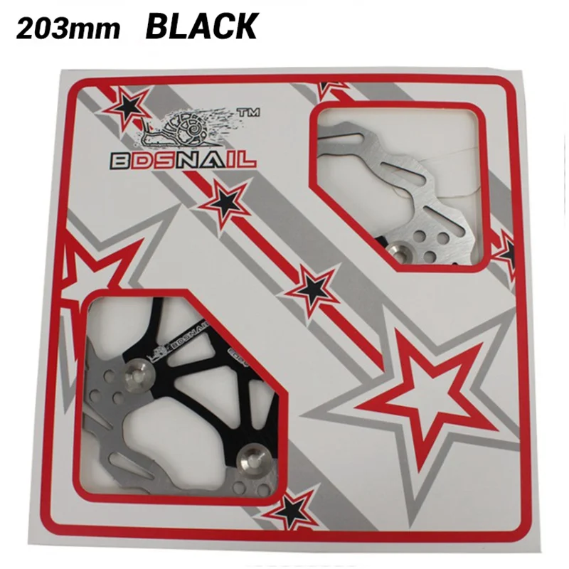 203mm Black Нержавеющая AL7075 шесть отверстий дорожный тормоз для велосипеда MTB ротор части велосипеда аксессуары 160 180 203 мм тепловыделение ротор дискового тормоза - Цвет: 203mm Black