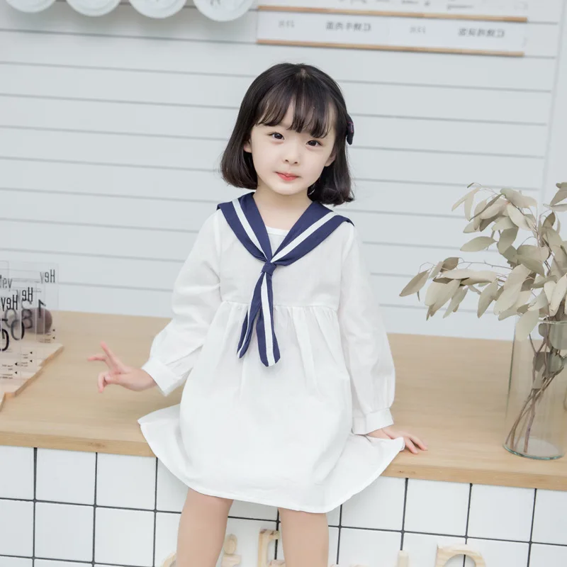 Платье для девочек матросский воротник подходящие цвета хлопковые детские