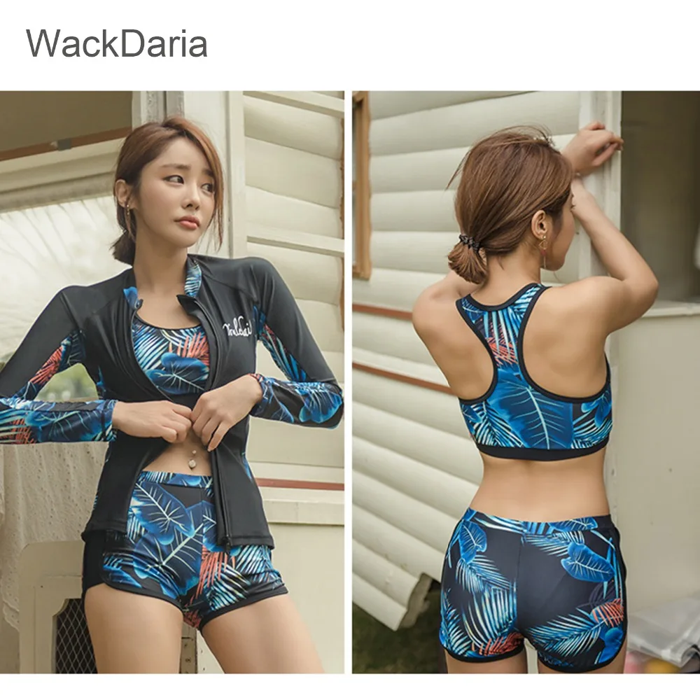 WackDaria, сексуальный Рашгард, женский купальник, купальник, женский, с длинным рукавом, из двух частей/трех частей, с буквенным принтом, длинные штаны, maillot de bia