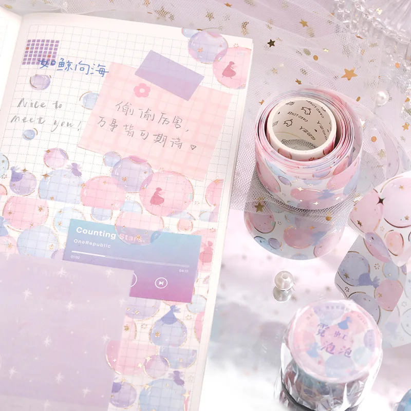 Mengtai Galaxy Night Song Masking Washi Tape Decorative gilding bubble Adhesive Tape Decora Diy Scrapbooking Sticker Label