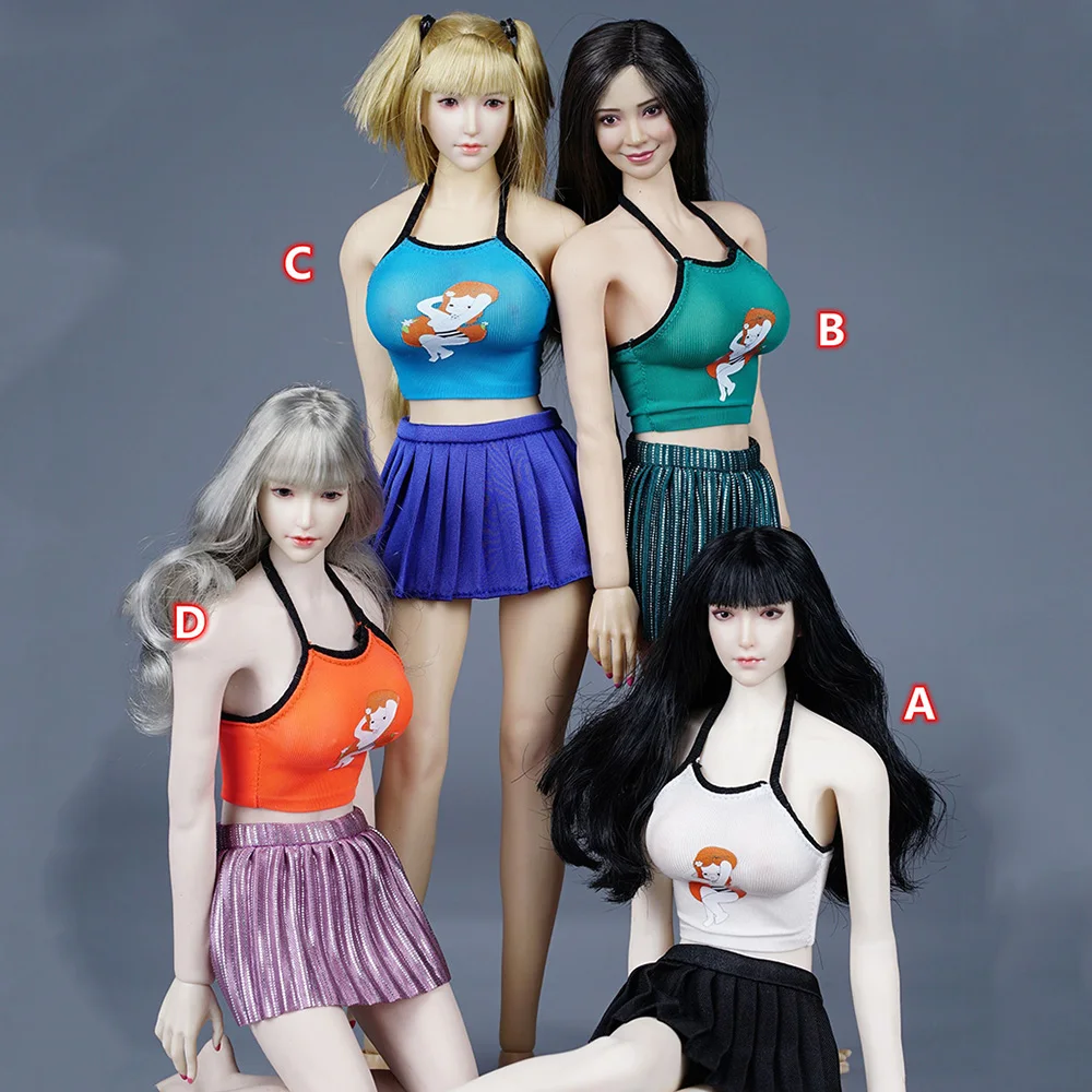 

SA Toys SA043 1/6 Female Clothes Sexy Low-cut Sling Beachwear Camisole Pleated Skirt Suit fit 12inch TBLeague Body Model
