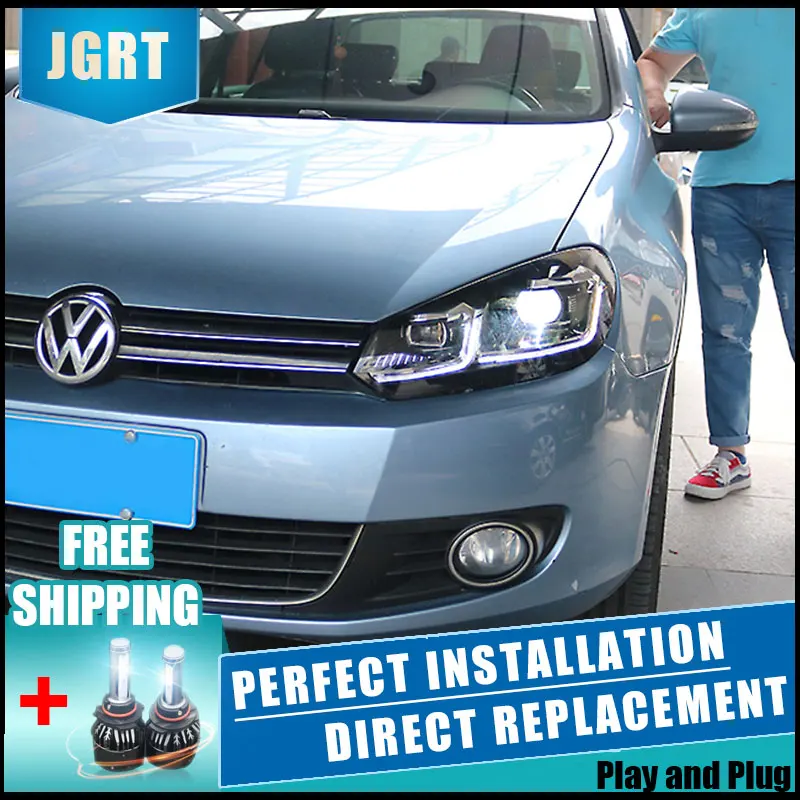 2 шт. светодиодный фары для VW Гольф 6 2010 2013 Автомобильный свет двойной ксеноновые