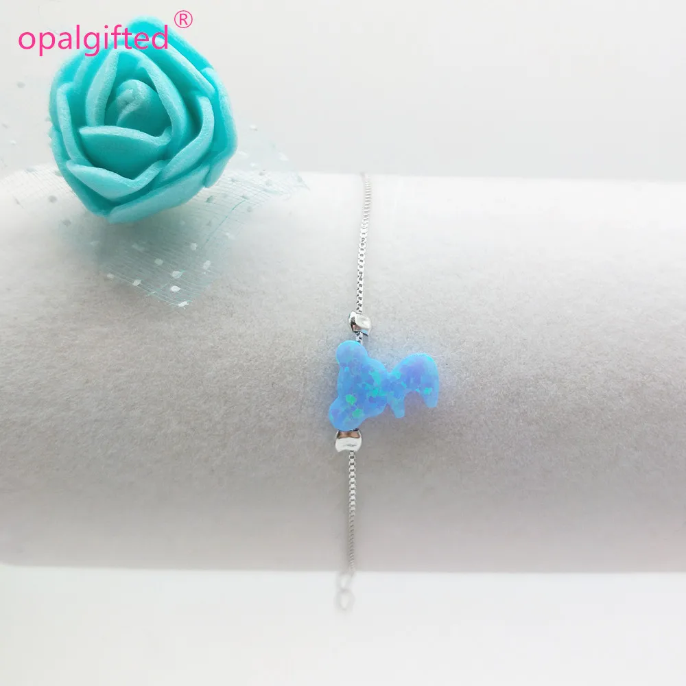 Опал Коала синего цвета 9*12 мм с браслетом из серебра 925 оптом, бесплатная доставка.