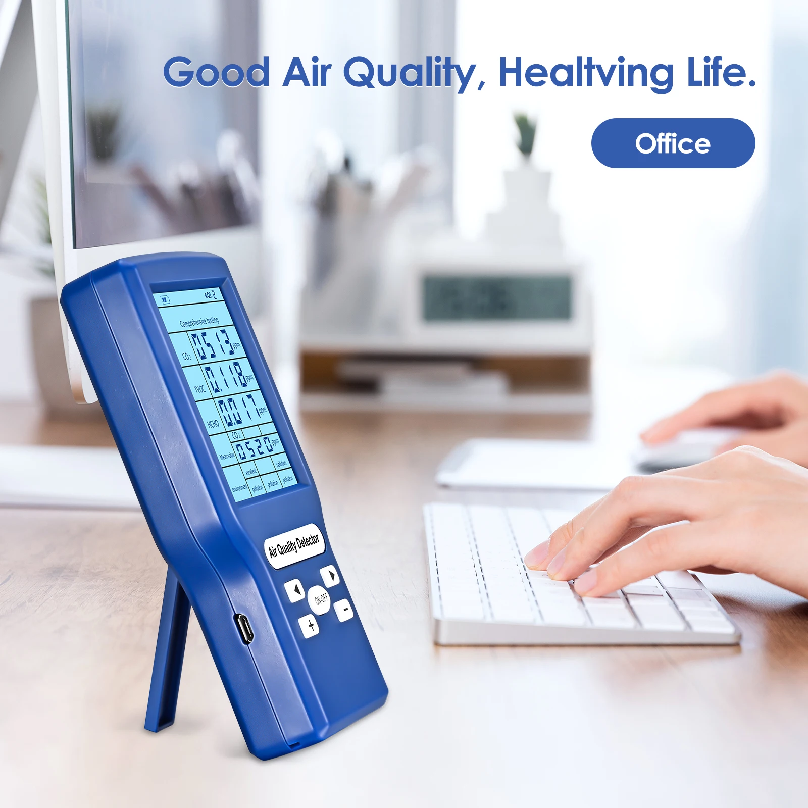 

Air Quality Monitor Accurate Tester For CO2 Formaldehyde(HCHO) TVOC Ppm Meters Mini Carbon Dioxide Detector Gas Analyzer