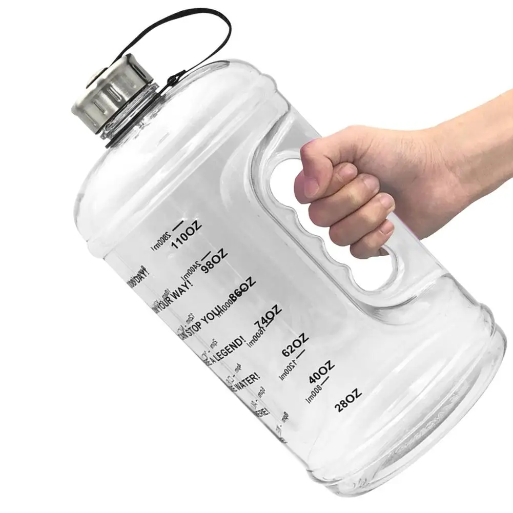 1 Gallon Large Capcity Water Bottle With Handle Outdoor Fitness Running Gym Training Plastic Sports Bottles Kettle Cup Jug