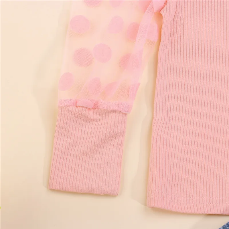 Модные комплекты детской осенней одежды для девочек 2 шт. Детские сетчатые