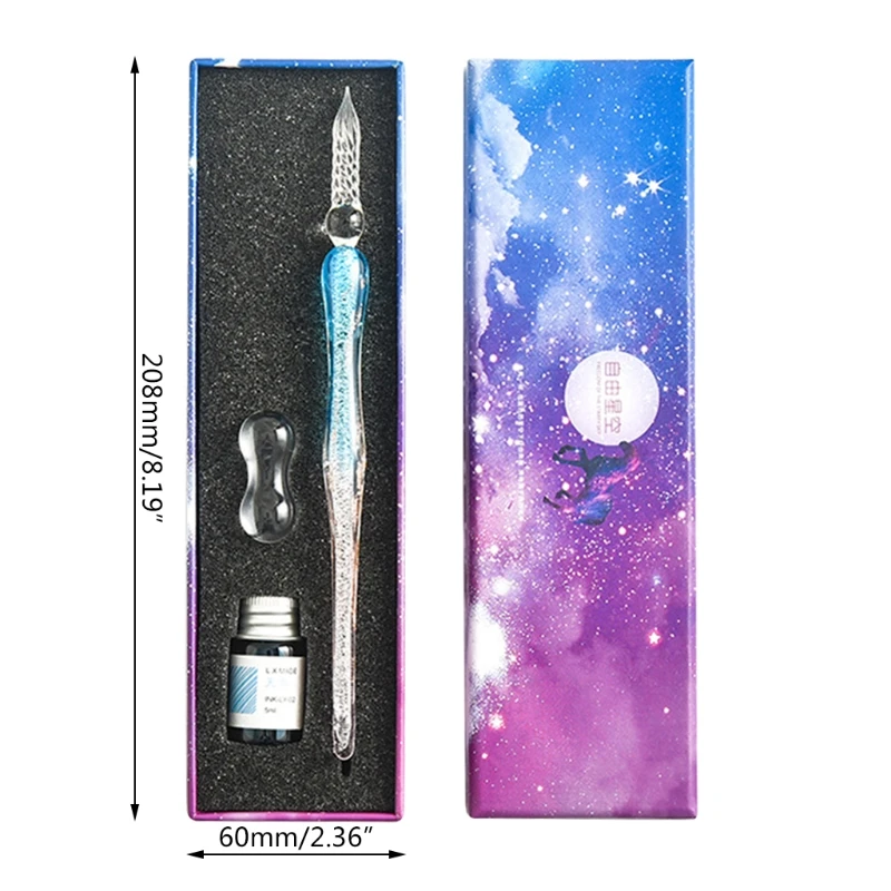 

Crystal Starry Sky Glass Ink Pen Glass Dip Pen For Writing Fountain Pen Set Gift