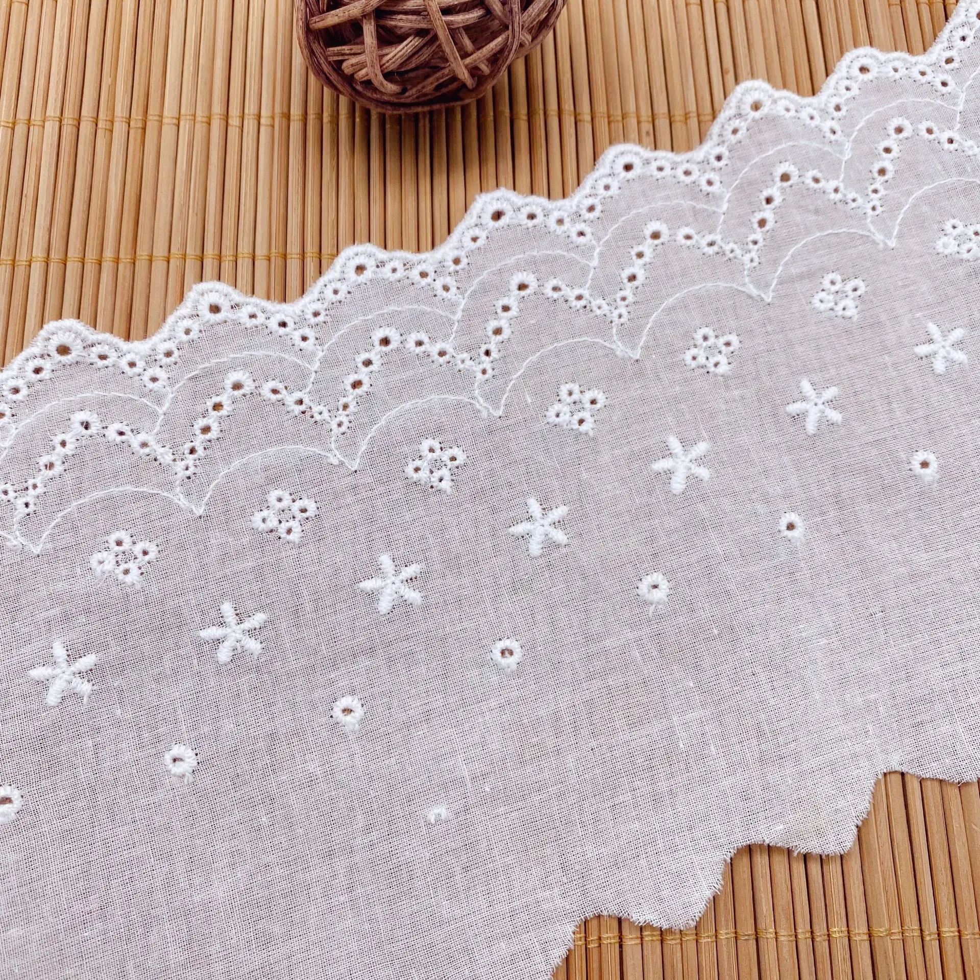 3Yards Women's Cothing DIY Lace Trim 14cm Width White 100% Cotton Embroidered Fabrics | Аксессуары для одежды