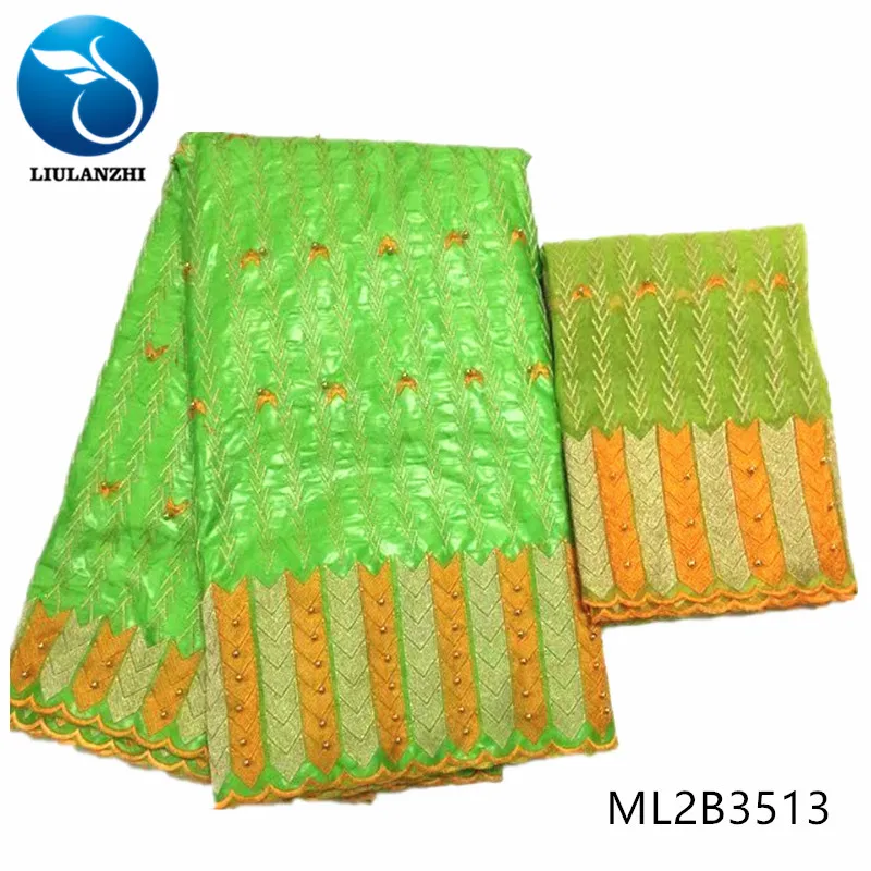ML2B3513 LIULANZHI Нигерия Базен кружевная ткань для платья новое поступление Базен riche с бисером вышивка riche getzner ткань 7 ярдов ML2B35 - Цвет: ML2B3513