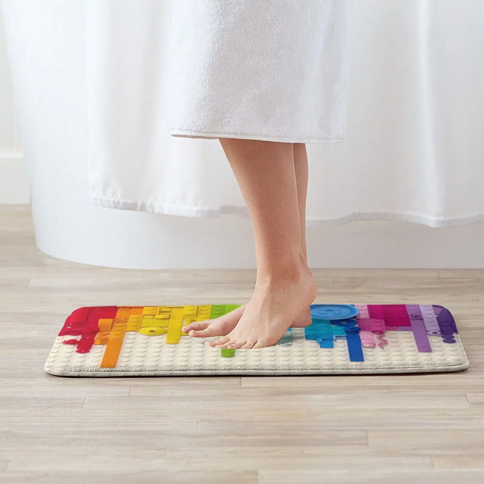 Радужный коврик для входной двери ванной неоновый страшный желтый голубой лайм