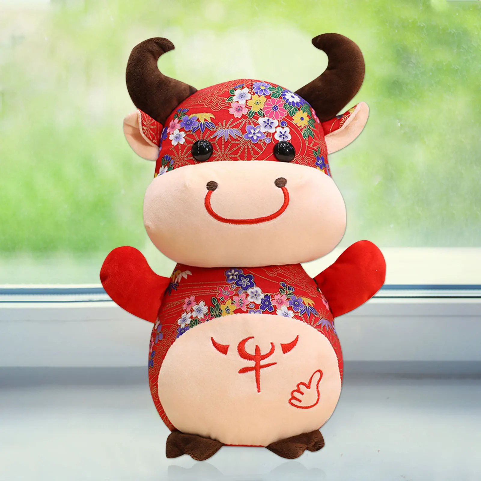 

25cm Cute Plush Toy Chinese Zodiac Cattle Ox Plush Doll Red Ox Mascot Stuffed Doll Gifts For Home Decor Kids New Year Gift