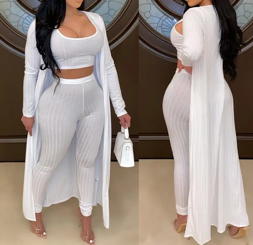 

Three-piece digital solid color high-waist trousers + lengthened jacket + vest