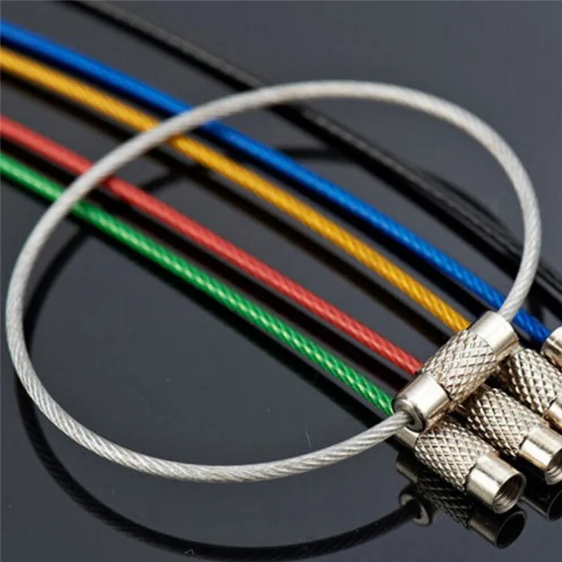 

Korean Fashion New 5PCS Stainless Steel Wire Keychain Cable Key Ring Chains Outdoor Hiking Fashion Hot Sale