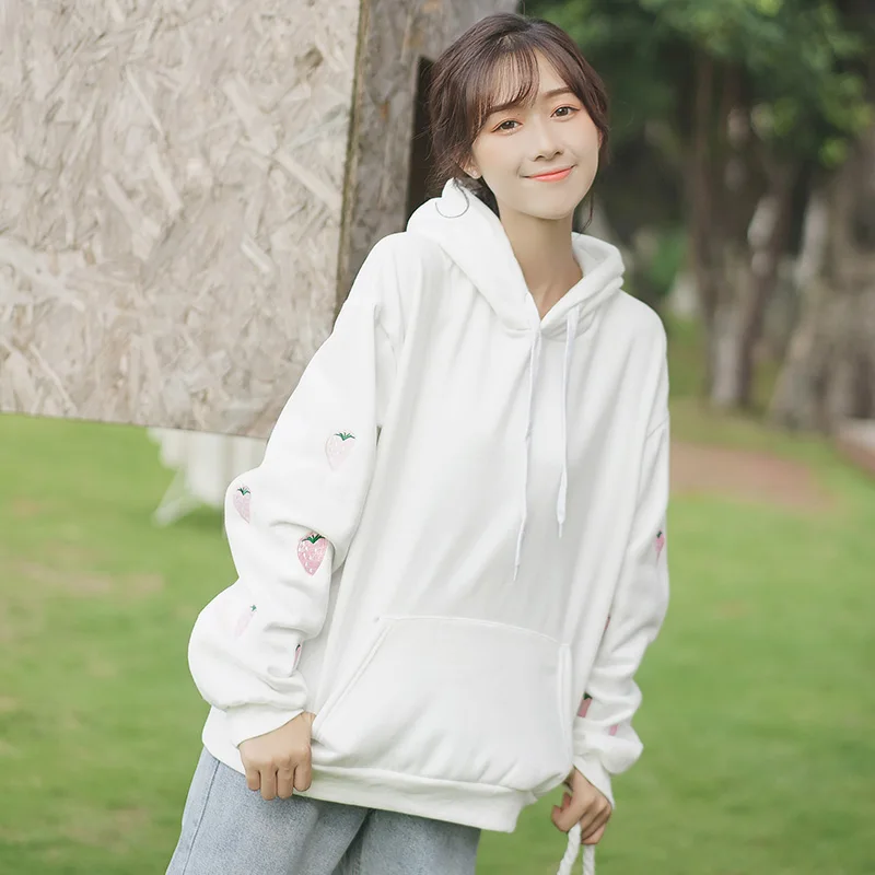 

Chic Khaki 2020 New Long Sleeve Super Popular Embroidered Hooded Sweater Women's Fashionable Loose Top Spring and Autumn Thin