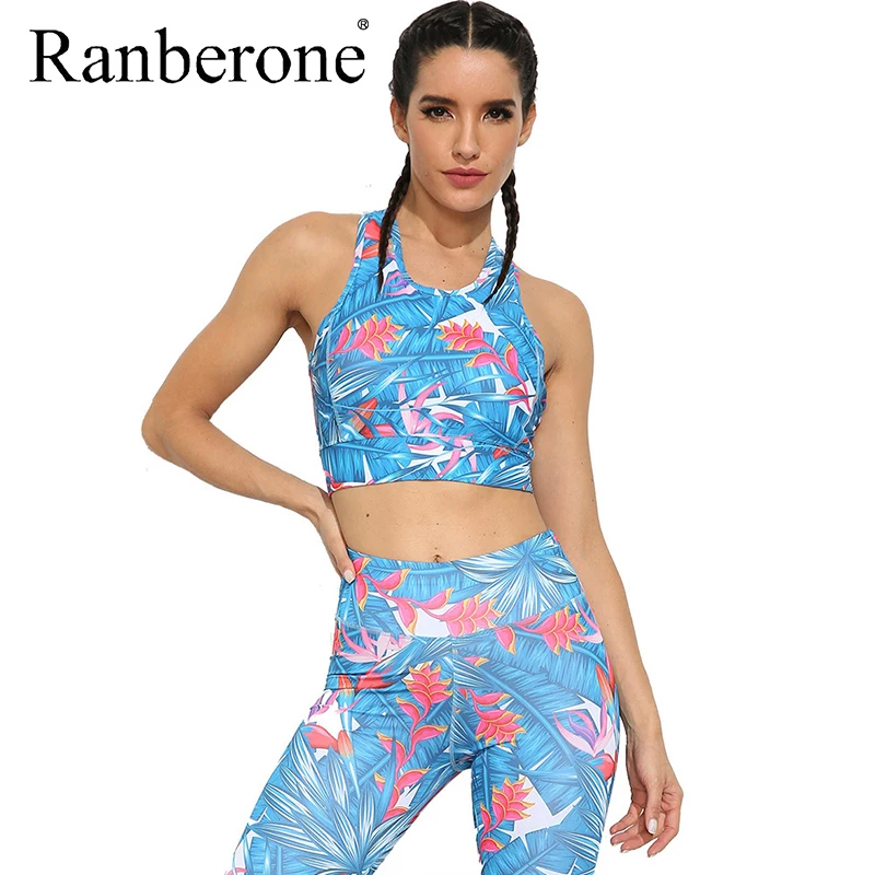 Дышащие комплекты для йоги с принтом женская сексуальная эластичная тонкая