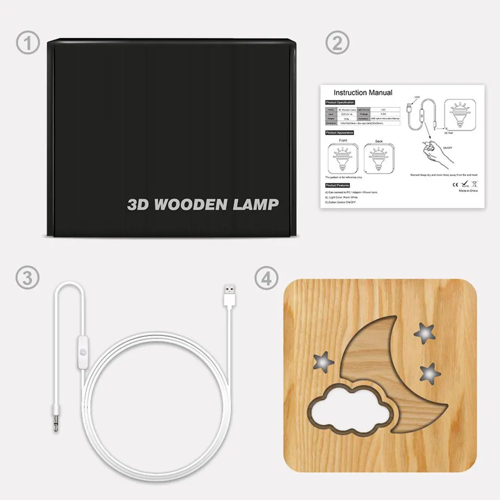 

Dropship 3D LED Creative USB Night Light Wooden Animal Lamp Novelty Kids Bedroom Decoration Table Lamp Children