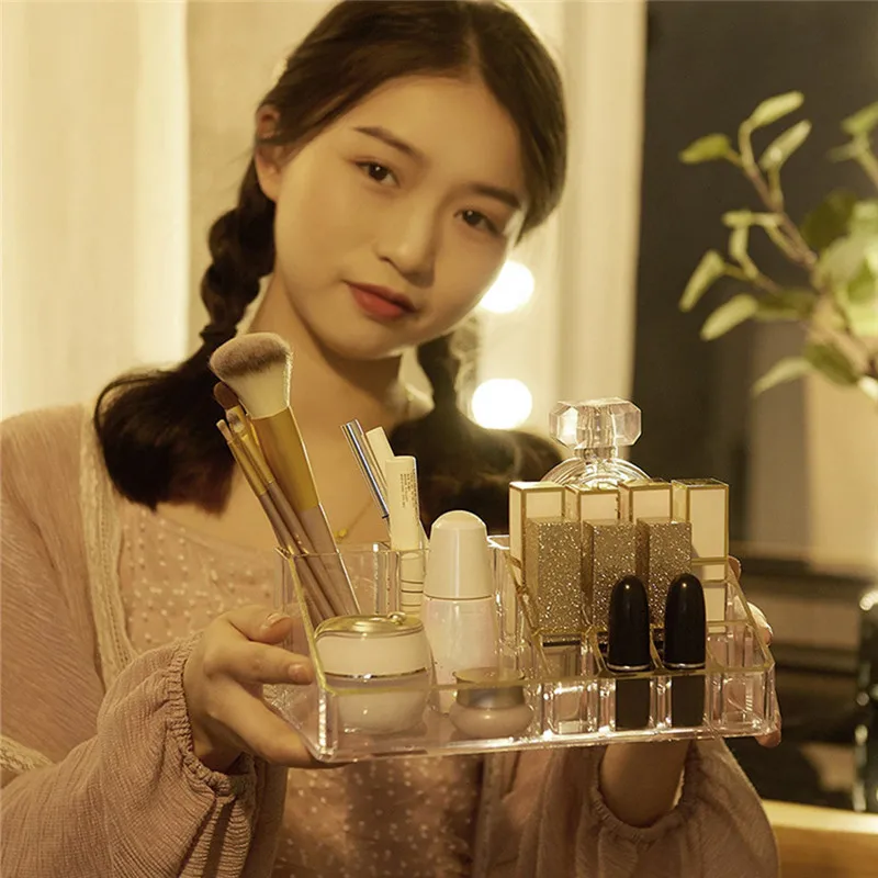 Прозрачная акриловая коробка для косметики чехол хранения органайзер подарок