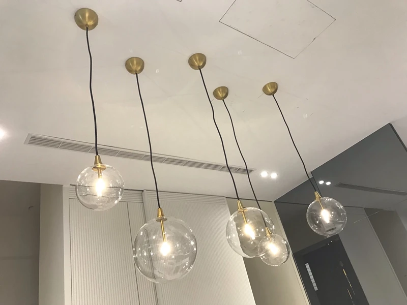 1 Light Transparent Glass Globe Led G4 Gloss Luminaire Pendant Simple Nordic Gold Metal Restaurant Hanging | Лампы и освещение