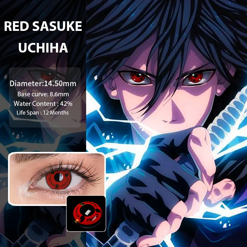 Irislens 2Pcs/Pair Cosplay Color Contact Lenses Uchiha Sharingan Eye Lens Colored Anime Cosmetic Halloween | Красота и здоровье