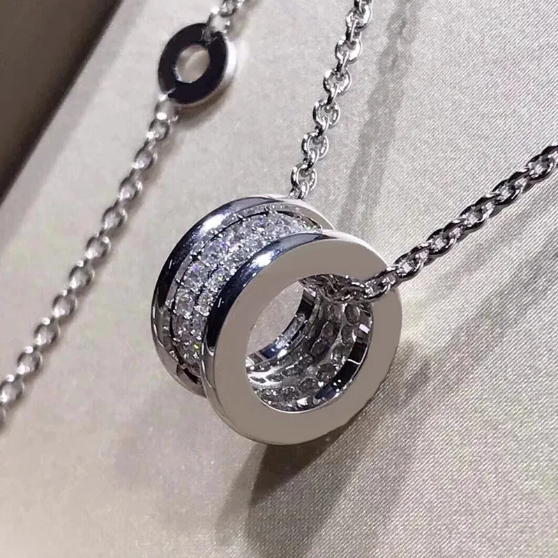 

Classic luxury full diamond pendant necklace ms contracted fashion collarbone chain jewelry anniversary gift