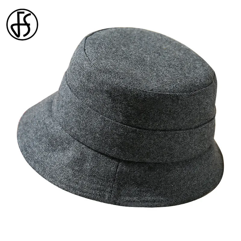 FS Зимняя шерстяная Панама для женщин серая винно красная верблюжья Складная